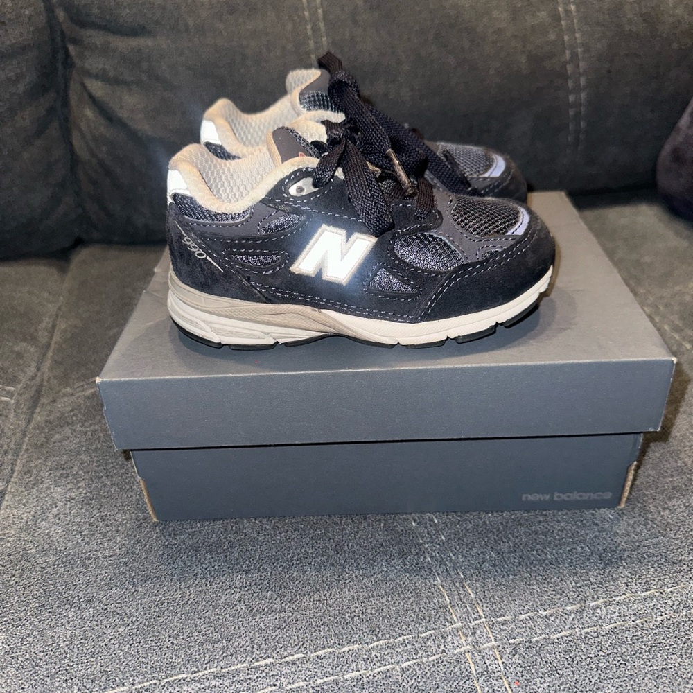 New Balance Kids' Black and White Sneakers